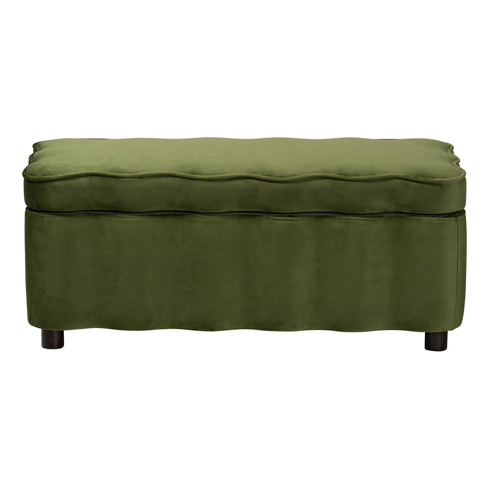 bali & pari - PaulinaBench in Moss Green/Black - BBT3246-Moss Green Velvet-Storage-Bench view 2