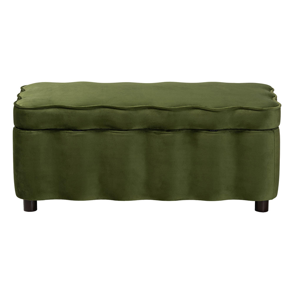 bali & pari - PaulinaBench in Moss Green/Black - BBT3246-Moss Green Velvet-Storage-Bench view 5