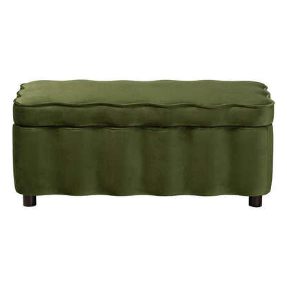 bali & pari - PaulinaBench in Moss Green/Black - BBT3246-Moss Green Velvet-Storage-Bench view 5