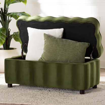 bali & pari - PaulinaBench in Moss Green/Black - BBT3246-Moss Green Velvet-Storage-Bench view 9