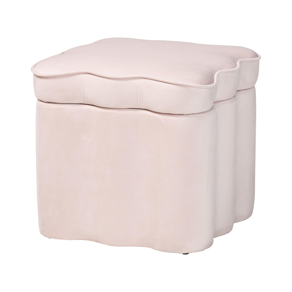 bali & pari - PaulinaOttoman in Light Pink/Black - BBT5610-Light Pink Velvet-Storage-Ottoman view 1