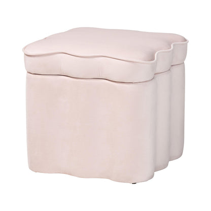 bali & pari - PaulinaOttoman in Light Pink/Black - BBT5610-Light Pink Velvet-Storage-Ottoman view 1