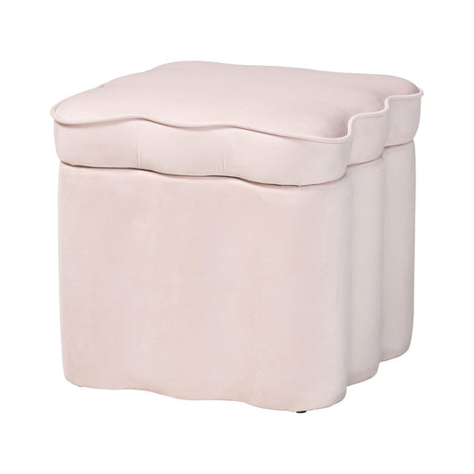 bali & pari - PaulinaOttoman in Light Pink/Black - BBT5610-Light Pink Velvet-Storage-Ottoman view 1