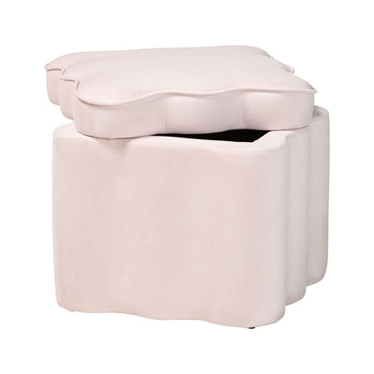 bali & pari - PaulinaOttoman in Light Pink/Black - BBT5610-Light Pink Velvet-Storage-Ottoman view 2
