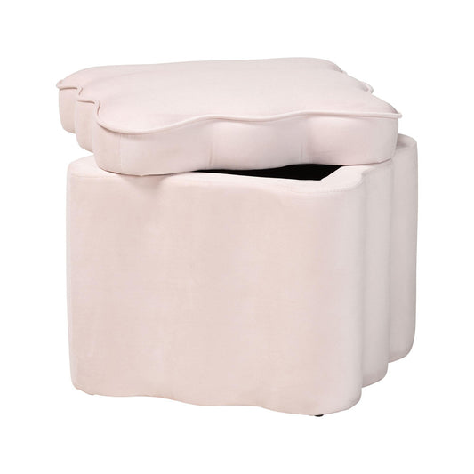 bali & pari - PaulinaOttoman in Light Pink/Black - BBT5610-Light Pink Velvet-Storage-Ottoman view 2