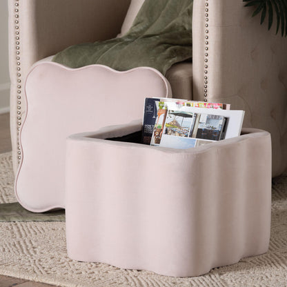 bali & pari - PaulinaOttoman in Light Pink/Black - BBT5610-Light Pink Velvet-Storage-Ottoman view 5
