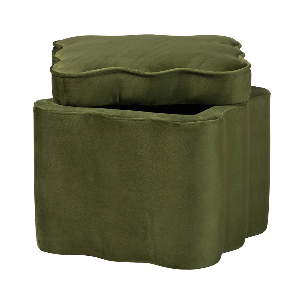 bali & pari - PaulinaOttoman in Moss Green/Black - BBT5610-Moss Green Velvet-Storage-Ottoman view 3