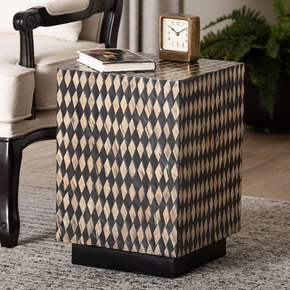 bali & pari  - Paulo End Table in Black/Brown - F2502-FT24-Capiz-ET view 6