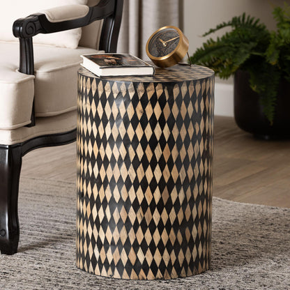 bali & pari  - Paulo End Table in Black/Brown - F2502-FT25-Capiz-ET view 6