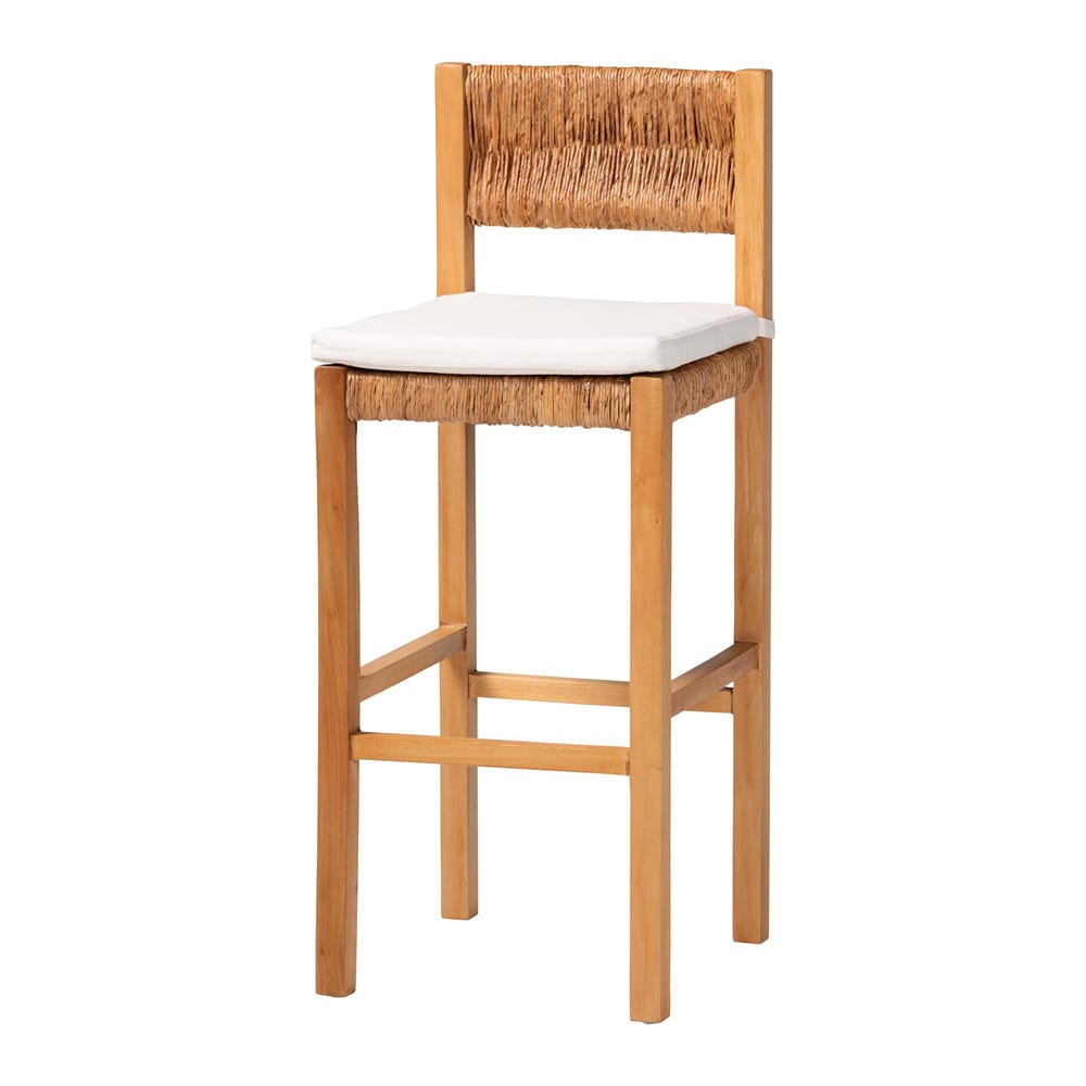 bali & pari - Pava Bar Stool in Honey/Natural Brown - MD-39883-Honey Wooden-Cushion-BS view 1
