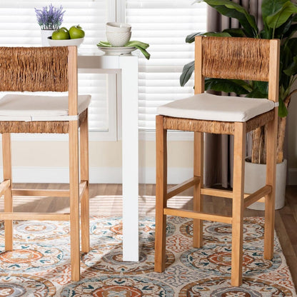 bali & pari - Pava Bar Stool in Honey/Natural Brown - MD-39883-Honey Wooden-Cushion-BS view 8