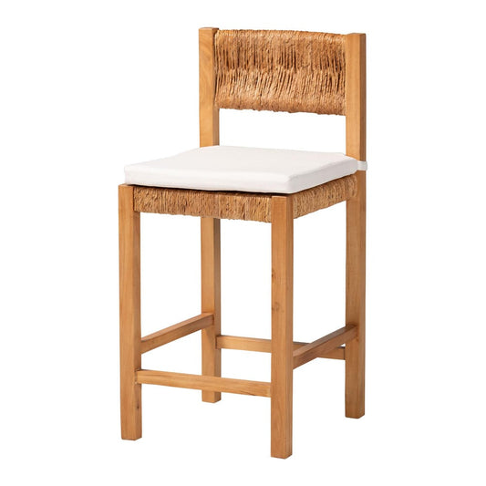 bali & pari - Pava Counter Stool in Honey/Natural Brown - MD-39882-Honey Wooden-Cushion-CS view 1