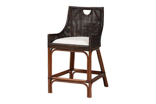 bali & pari - Petra Counter Stool - Petra-Rattan/Coffee Bean-Cushion-CS view 1