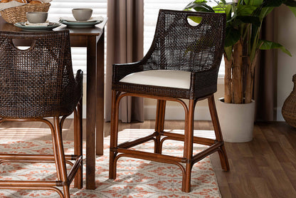 bali & pari - Petra Counter Stool - Petra-Rattan/Coffee Bean-Cushion-CS view 5