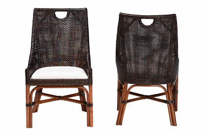 bali & pari - Petra Dining Chair Set of 2 - Petra-Rattan/Coffee Bean-Cushion-DC view 2