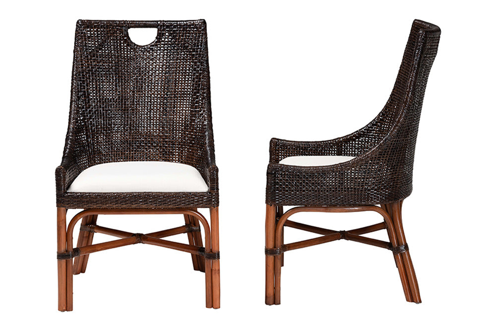 bali & pari - Petra Dining Chair Set of 2 - Petra-Rattan/Coffee Bean-Cushion-DC view 3