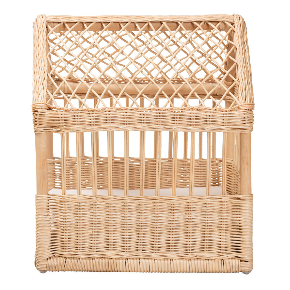 bali & pari - Pieta Pet Bed in White/Natural Brown - PB001-Rattan-Pet Bed view 3