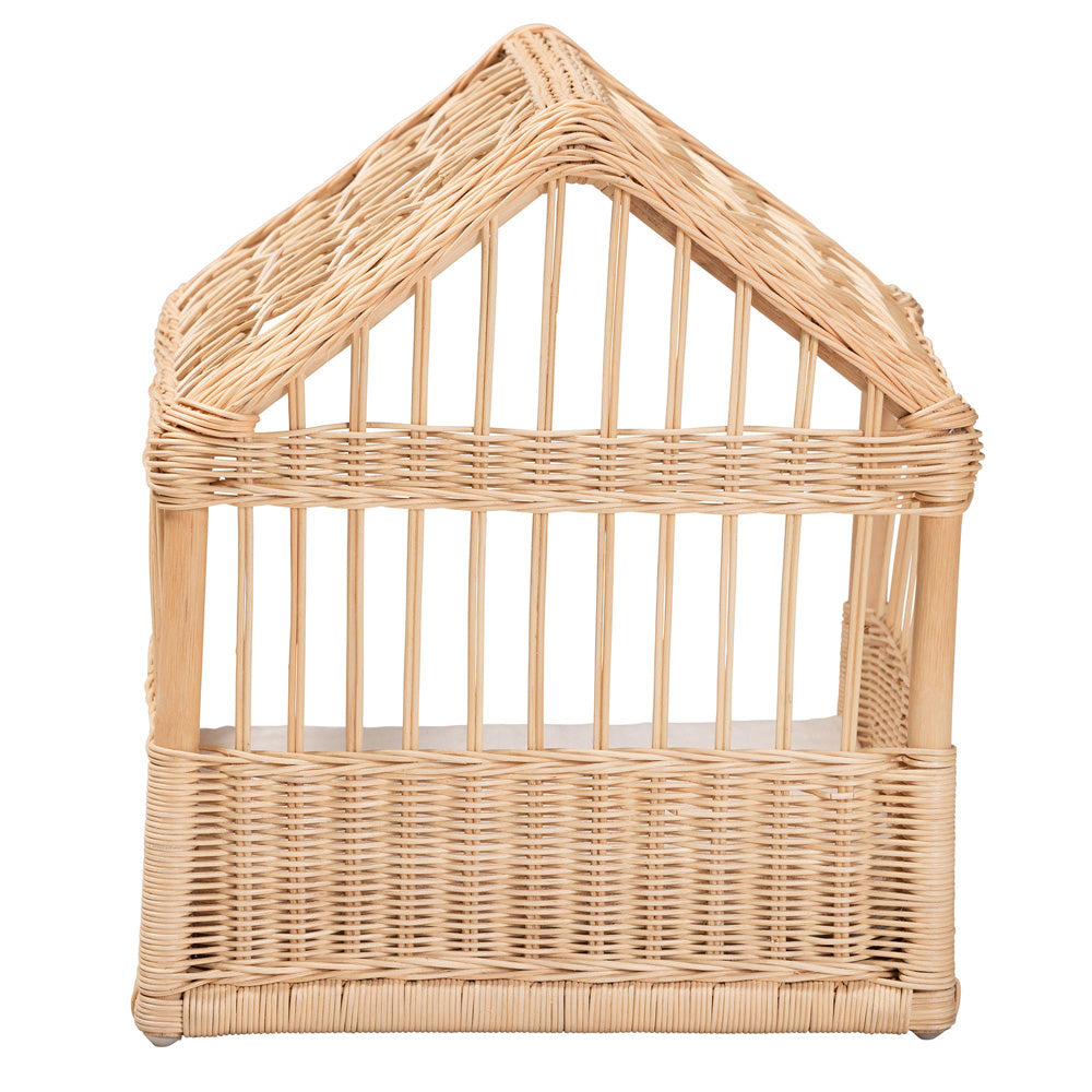 bali & pari - Pieta Pet Bed in White/Natural Brown - PB001-Rattan-Pet Bed view 4