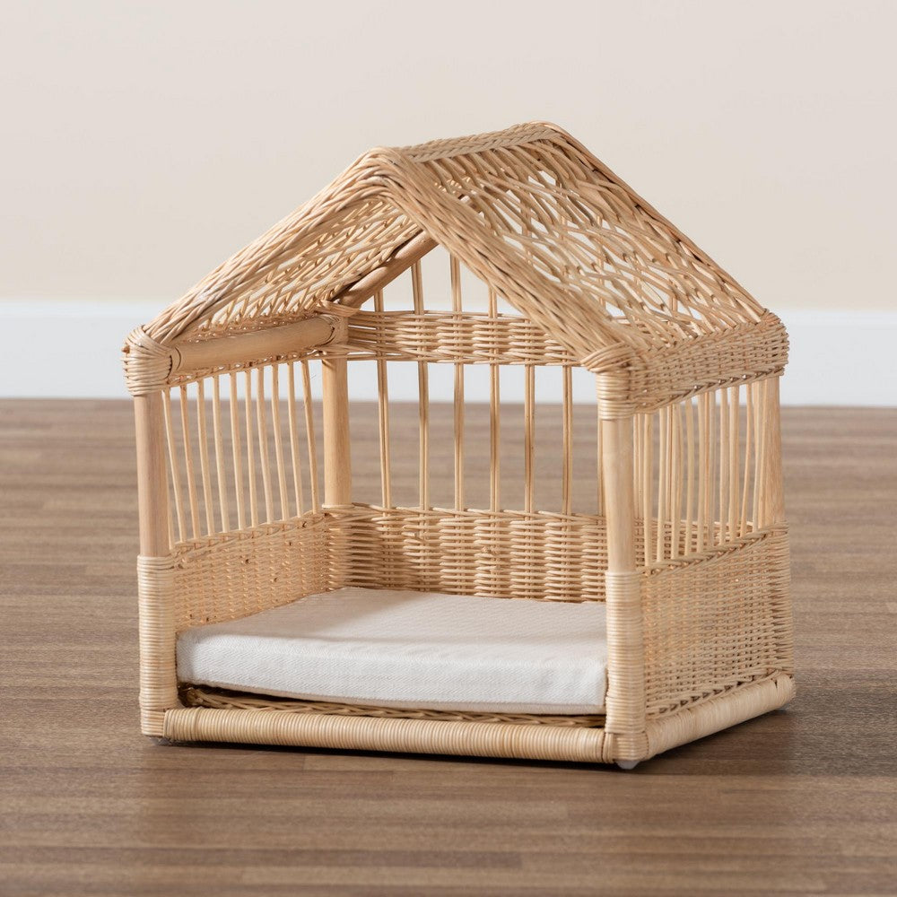 bali & pari - Pieta Pet Bed in White/Natural Brown - PB001-Rattan-Pet Bed view 7
