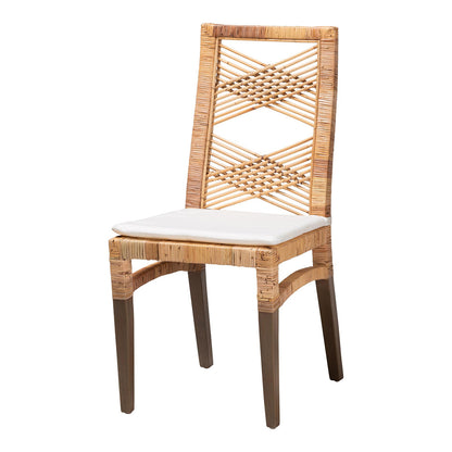 bali & pari - Poltak Dining Chair in White/Natural Brown - Poltak-Rattan-DC view 1