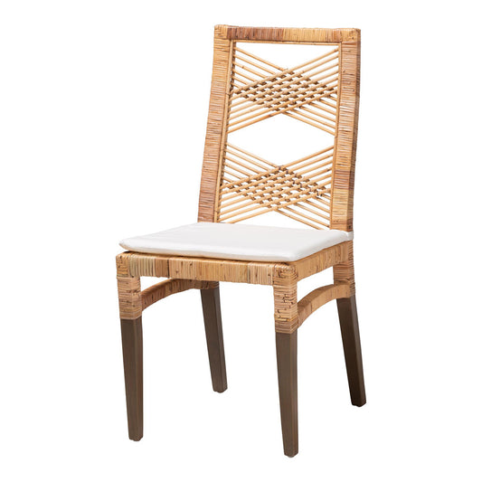 bali & pari - Poltak Dining Chair in White/Natural Brown - Poltak-Rattan-DC view 1