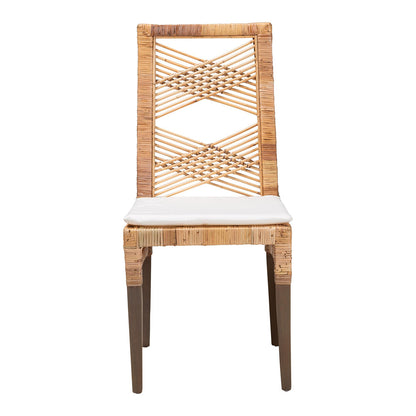bali & pari - Poltak Dining Chair in White/Natural Brown - Poltak-Rattan-DC view 2