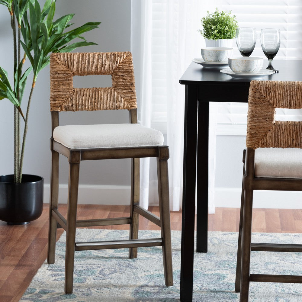 bali & pari - Porsha Counter Stool in Dark Brown/Natural Brown/White - Porsha-Mahogany-CS view 8