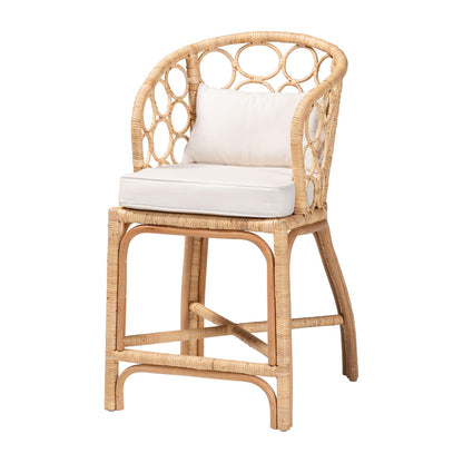bali & pari - Prisca Counter Stool in Light Honey - Ariel-Light Honey Rattan-Cushion-CS view 1