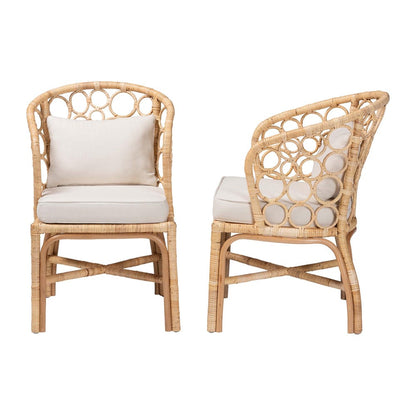 bali & pari - Prisca Set of 2 Dining Chairs in Light Honey - Ariel-Light Honey Rattan-Cushion-DC view 3