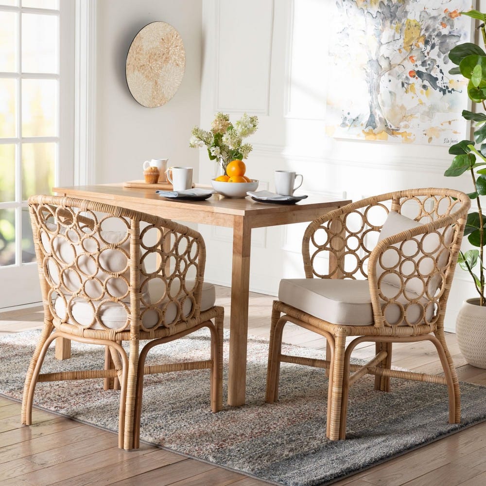 bali & pari - Prisca Set of 2 Dining Chairs in Light Honey - Ariel-Light Honey Rattan-Cushion-DC view 7