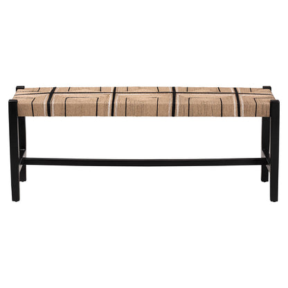 bali & pari - Prita Bench in Brown/Black - BNCH-1-BK Wood/BR Loom-Bench view 2