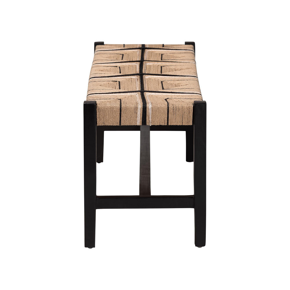 bali & pari - Prita Bench in Brown/Black - BNCH-1-BK Wood/BR Loom-Bench view 3