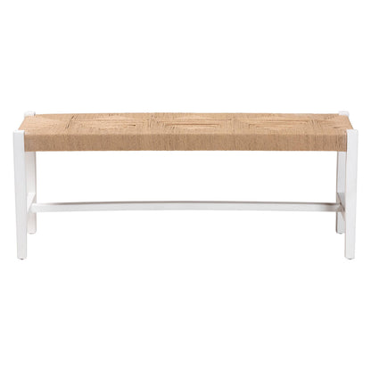 bali & pari - Prita Bench in Brown/White - BNCH-1-WH Wood/BR Loom-Bench view 2