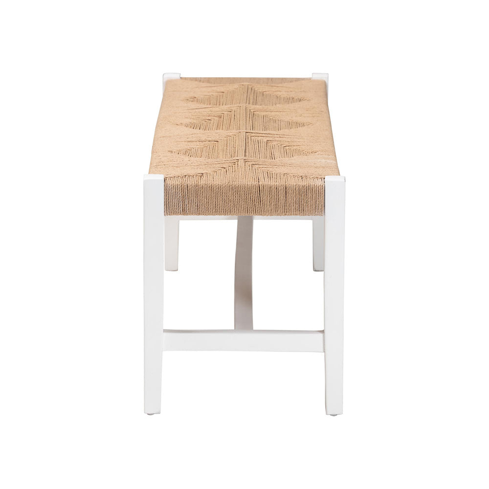 bali & pari - Prita Bench in Brown/White - BNCH-1-WH Wood/BR Loom-Bench view 3