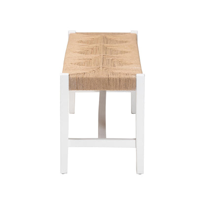 bali & pari - Prita Bench in Brown/White - BNCH-1-WH Wood/BR Loom-Bench view 3