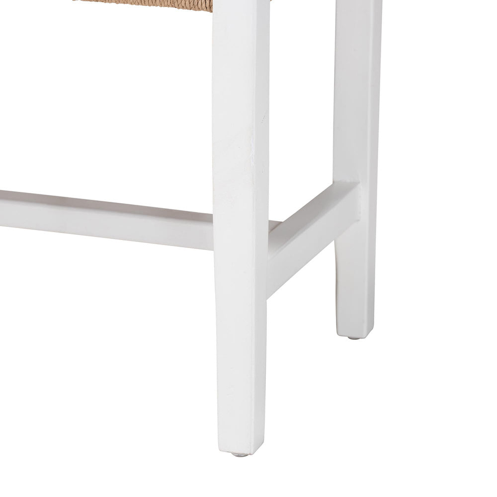 bali & pari - Prita Bench in Brown/White - BNCH-1-WH Wood/BR Loom-Bench view 4