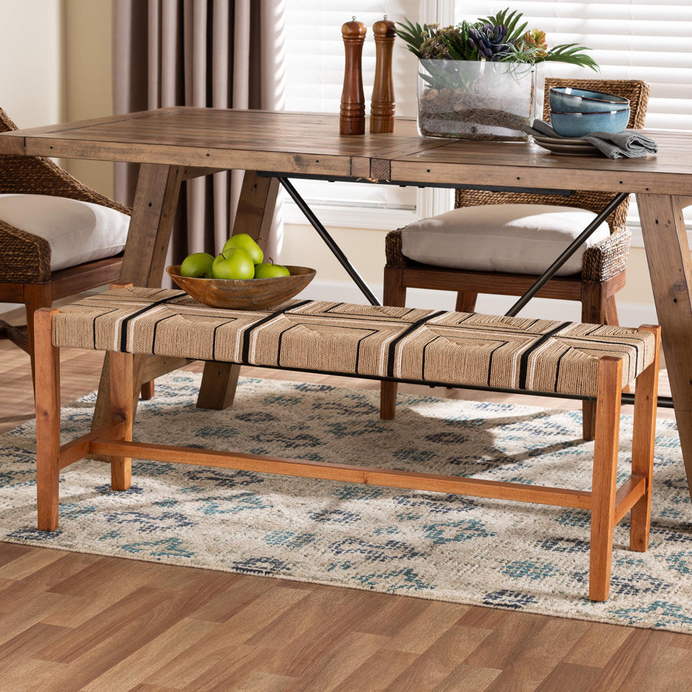 bali & pari - Prita Dining Bench in Brown/Natural Brown - BNCH-1-Wood/Brown-Bench view 6