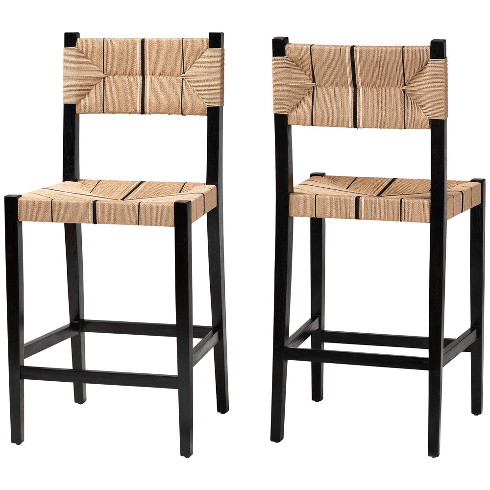 bali & pari - Prita Set of 2 Bar Stools in Brown/Black - BC-02-Parekesit-Wood/Black-BS view 1