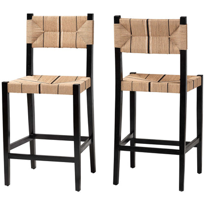 bali & pari - Prita Set of 2 Bar Stools in Brown/Black - BC-02-Parekesit-Wood/Black-BS view 1