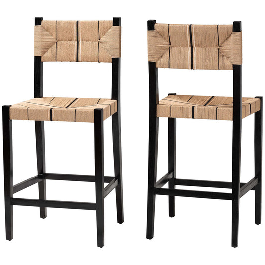 bali & pari - Prita Set of 2 Bar Stools in Brown/Black - BC-02-Parekesit-Wood/Black-BS view 1