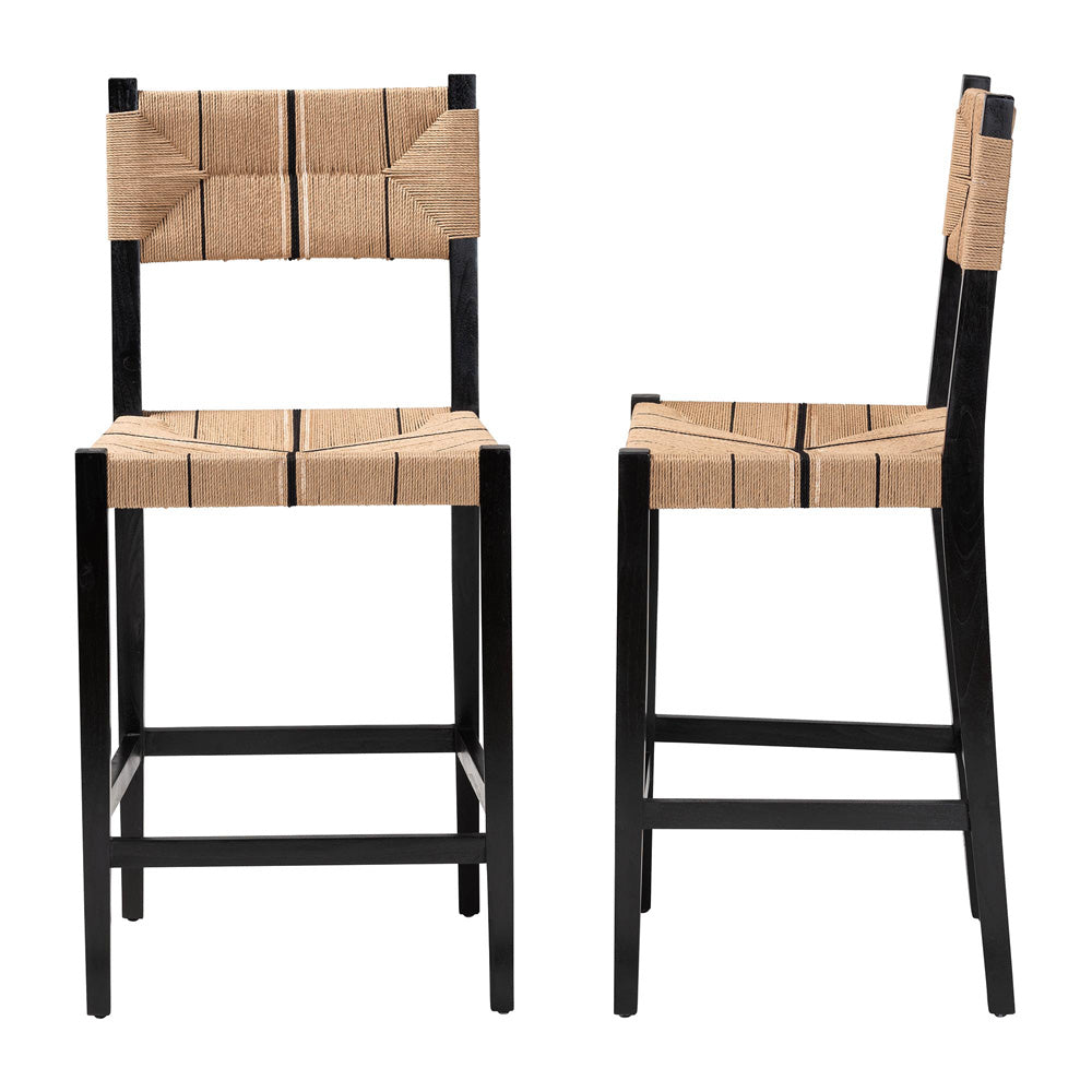 bali & pari - Prita Set of 2 Bar Stools in Brown/Black - BC-02-Parekesit-Wood/Black-BS view 3