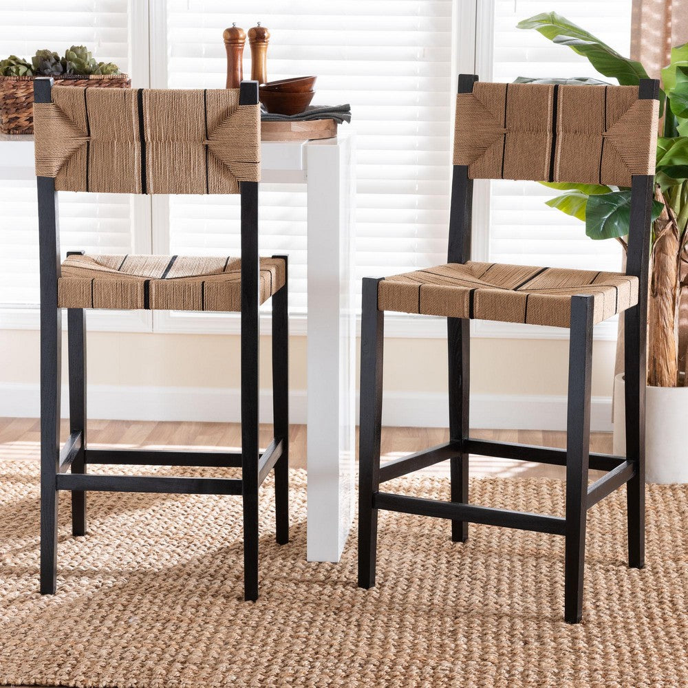 bali & pari - Prita Set of 2 Bar Stools in Brown/Black - BC-02-Parekesit-Wood/Black-BS view 7