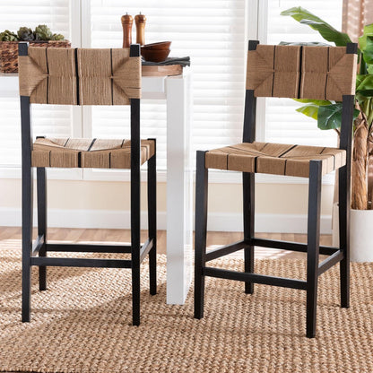 bali & pari - Prita Set of 2 Bar Stools in Brown/Black - BC-02-Parekesit-Wood/Black-BS view 7