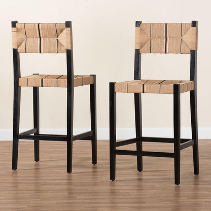 bali & pari - Prita Set of 2 Bar Stools in Brown/Black - BC-02-Parekesit-Wood/Black-BS view 8