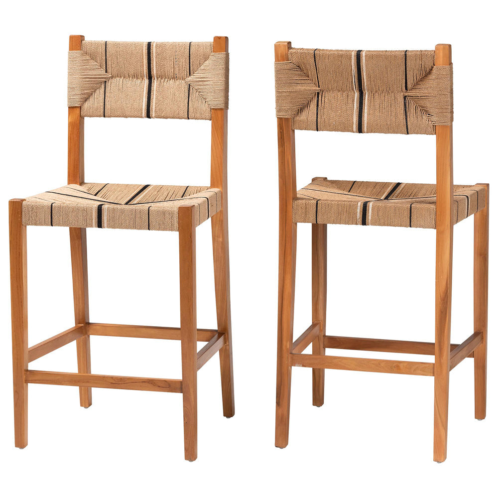 bali & pari - Prita Set of 2 Bar Stools in Brown/Natural Brown - BC-02-Parekesit-Wood/Brown-BS view 1