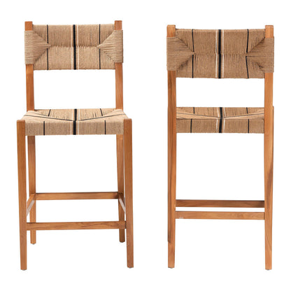 bali & pari - Prita Set of 2 Bar Stools in Brown/Natural Brown - BC-02-Parekesit-Wood/Brown-BS view 2