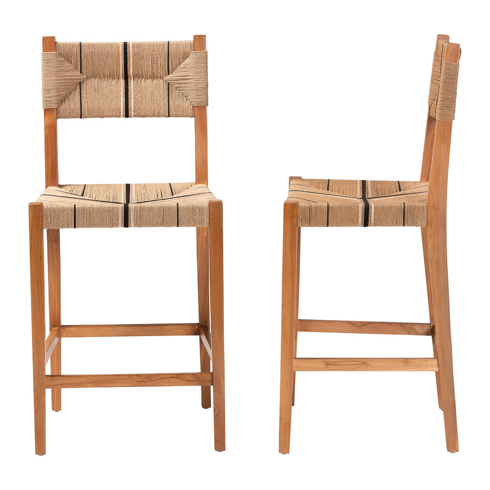bali & pari - Prita Set of 2 Bar Stools in Brown/Natural Brown - BC-02-Parekesit-Wood/Brown-BS view 3