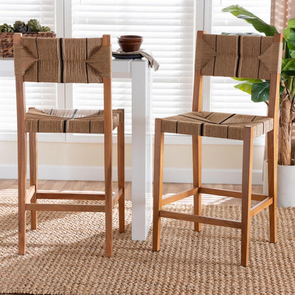 bali & pari - Prita Set of 2 Bar Stools in Brown/Natural Brown - BC-02-Parekesit-Wood/Brown-BS view 7