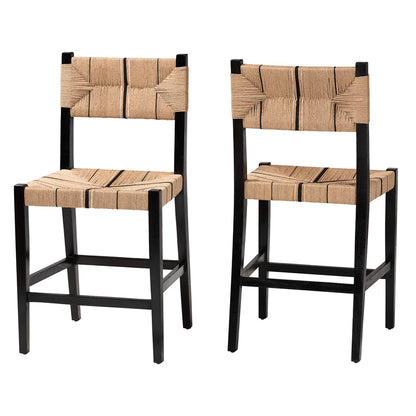 bali & pari - Prita Set of 2 Counter Stools in Brown/Black - CC-01-Wood/Black-CS view 1