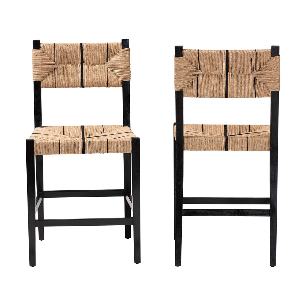 bali & pari - Prita Set of 2 Counter Stools in Brown/Black - CC-01-Wood/Black-CS view 2